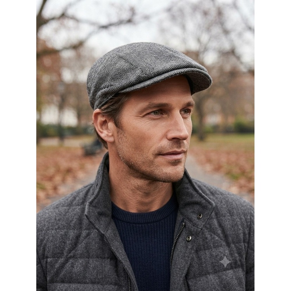 Gant Gray Herringbone Flat Cap Quilted S M Ivy Driving Cap Gray Herringbone Hat